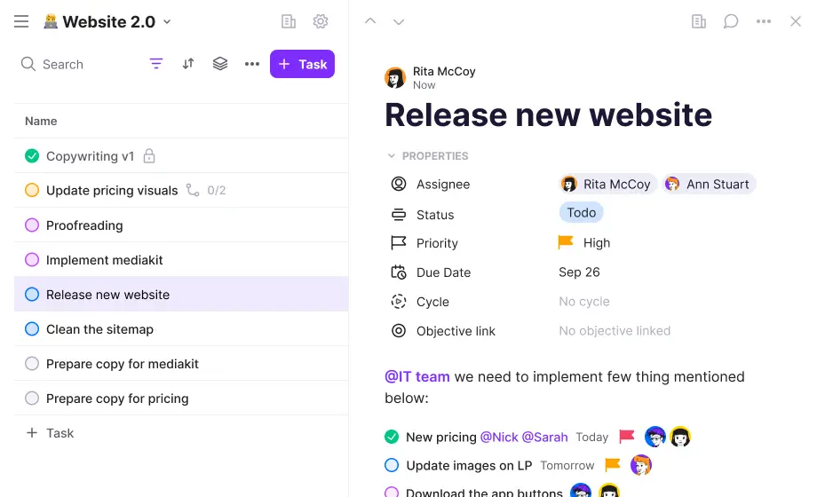 Ayanza Team Objectives